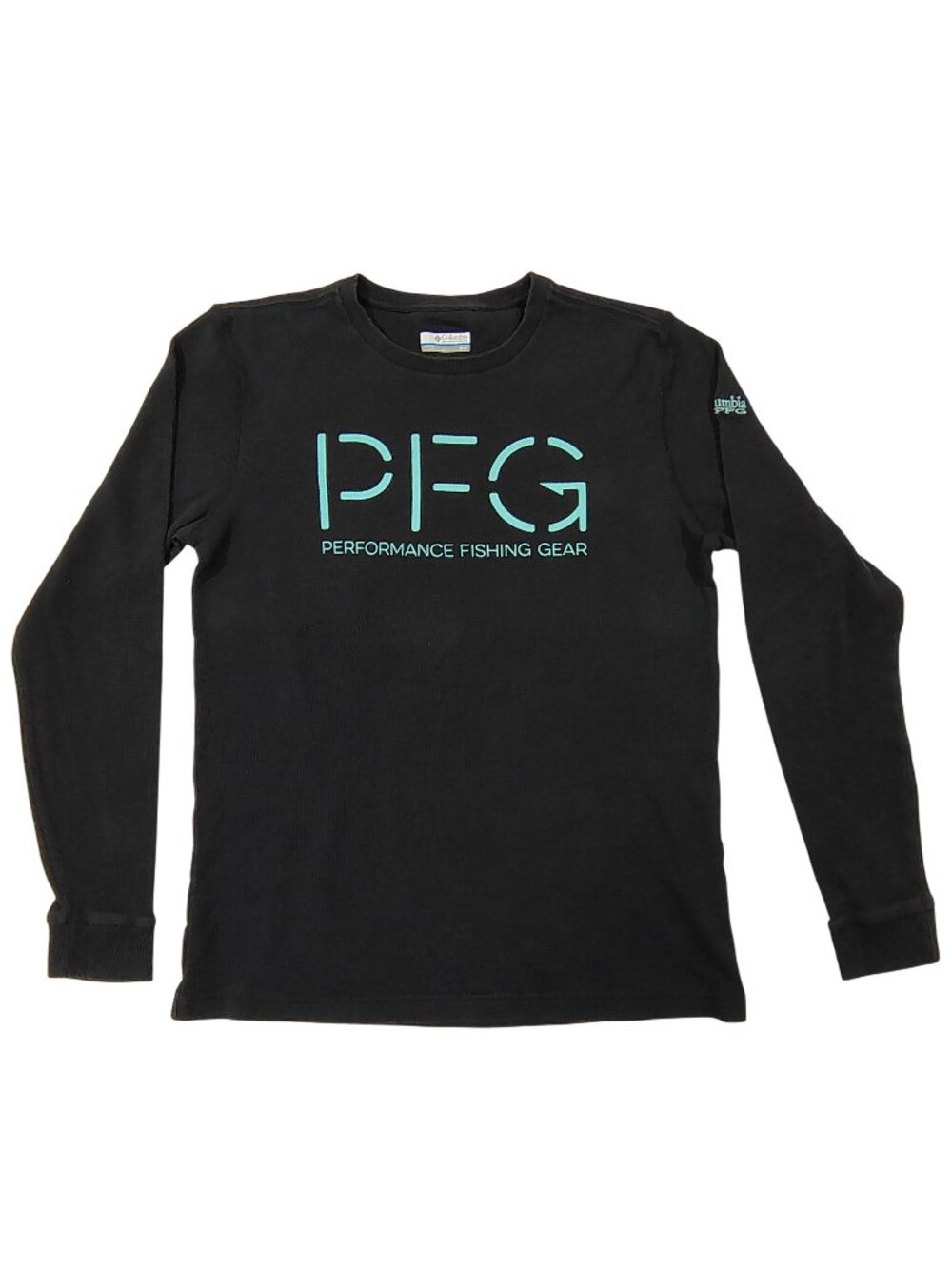 Columbia PFG Thermal Shirt Mens Size M Black Waffle-knit Long Sleeve Fishing